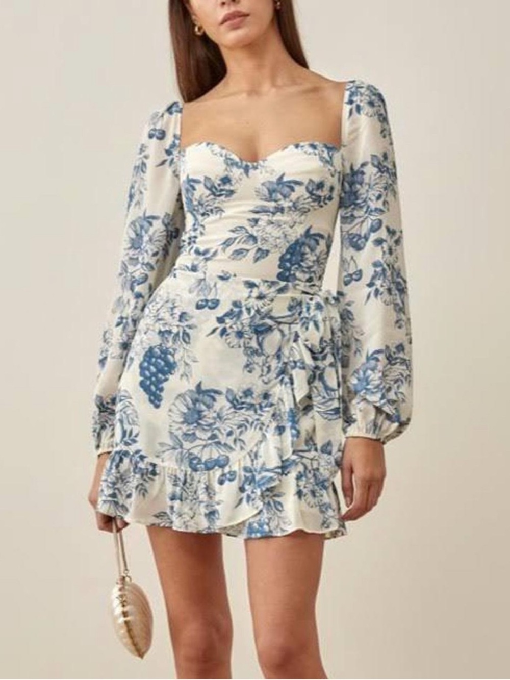 Blue Floral Sweetheart Mini Dress